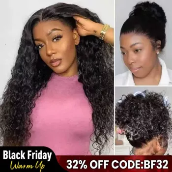 Water Wave 360 Lace Frontal Wig Glueless with Invisi-Drawstring for Flexible Fit & Bleached Knots