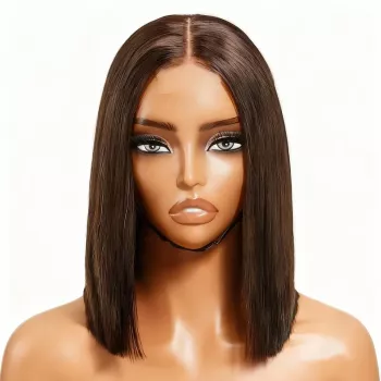 Fysin 2x6 Lace Closure Wig Shoulder Length Short Bob Wigs Pre Plucked & Bleached Lace Wigs Colored Bob Wig