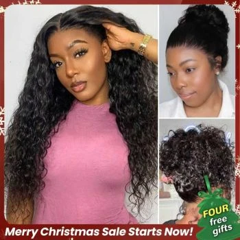 Water Wave 360 Lace Frontal Wig Glueless with Invisi-Drawstring for Flexible Fit & Bleached Knots