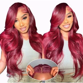 Wear and Go 5x5 Glueless Lace Wig 99j Burgundy Body Wave Human Hair