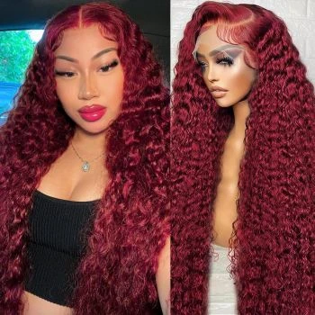 99J Burgundy Lace Front Wigs Human Hair Deep Wave 13X4 13x6 HD Lace Frontal Wigs Human Hair