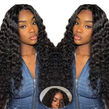 Water Wave 7×4 HD Invisible Lace Glueless Wig Pre-Cut Human Hair