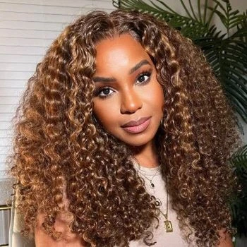 Highlight Brown Water Wave 7x5 Glueless Lace Wig Pre-plucked Hairline Secure 3D Dome Cap