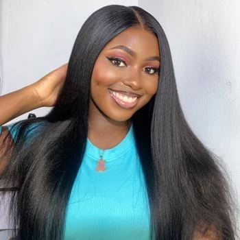 Yaki Straight Wear Go Wig 100% Glueless Wig Bleached Knots 7x5 Pre-cut HD Lace Wig